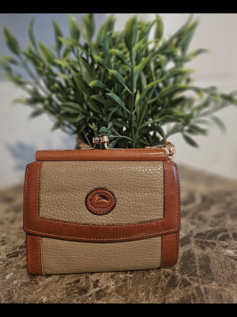 Dooney & Bourke Tan and Brown Pebble Leather Wallet
